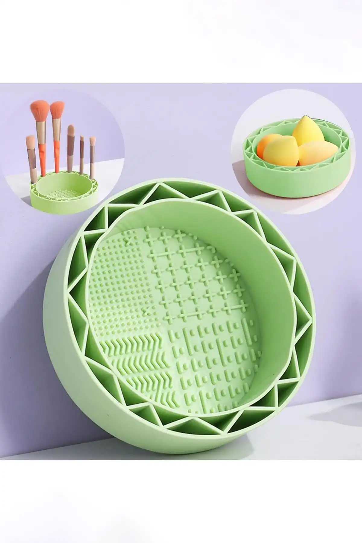 Yeşil Renk Makyaj Fırça Temizleme Matı