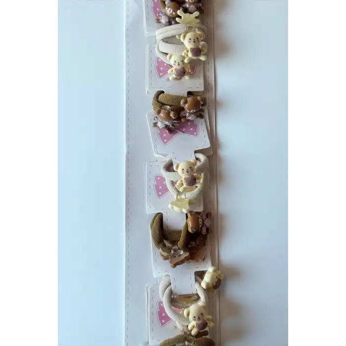 10lu Karışık Renk Ayıcık Figürlü Lastik Toka Set