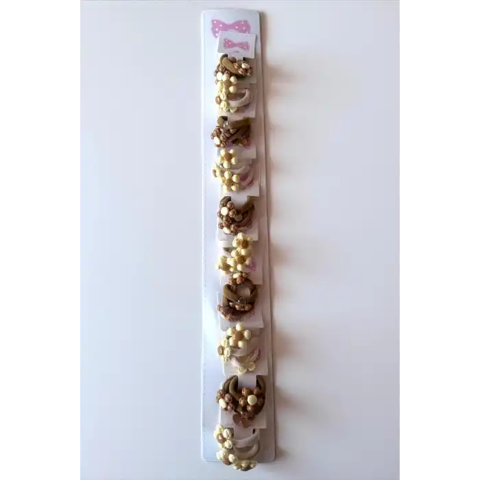 10lu Karışık Renk Çiçek Figürlü Lastik Toka Set