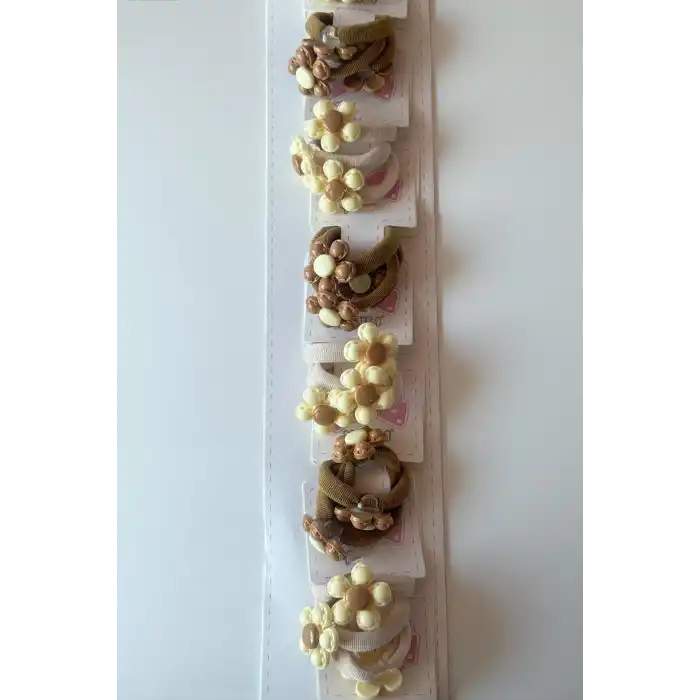 10lu Karışık Renk Çiçek Figürlü Lastik Toka Set