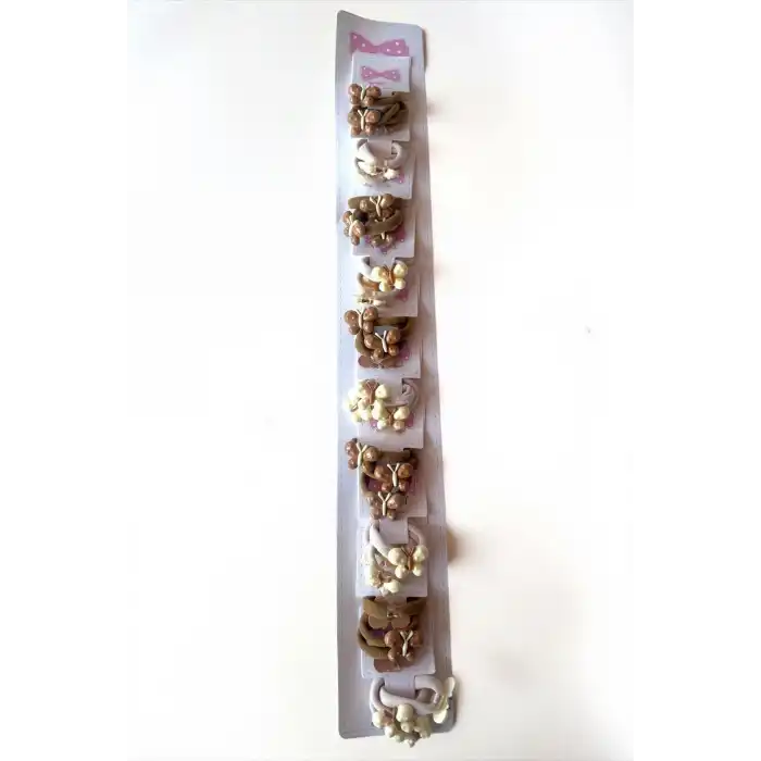 10lu Karışık Renk Kelebek Figürlü Lastik  Toka Set