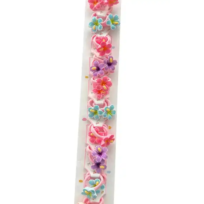 10lu Karışık Renk Lotus Figürlü Çocuk Lastik Toka