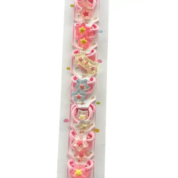 10lu Karışık Renk Yıldız Figürlü Çocuk Lastik Toka Set