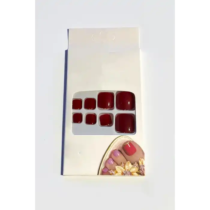 12li Bordo Renk Ayak Takma Tırnak