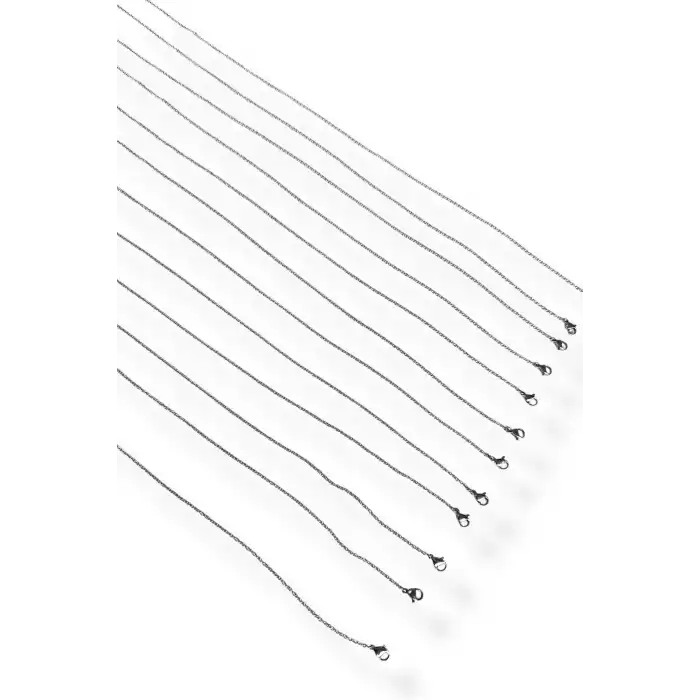 12li Gümüş Renk Çelik Zincir Kolye