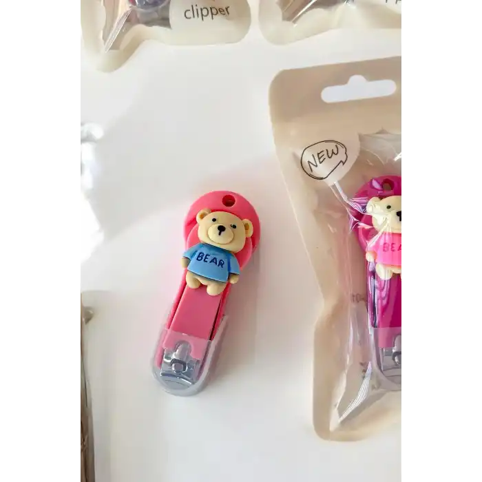 12li Karışık Renk Ayıcık Figürlü Tırnak Makası Set