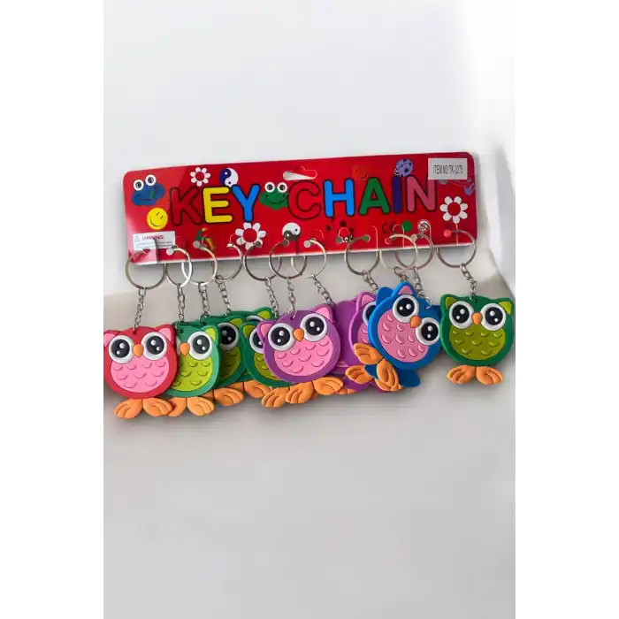 12li Karışık Renk Baykuş Figürlü Anahtarlık Set