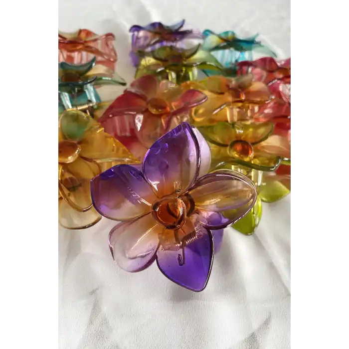 12li Karışık Renk Çiçek Figürlü Toka Set