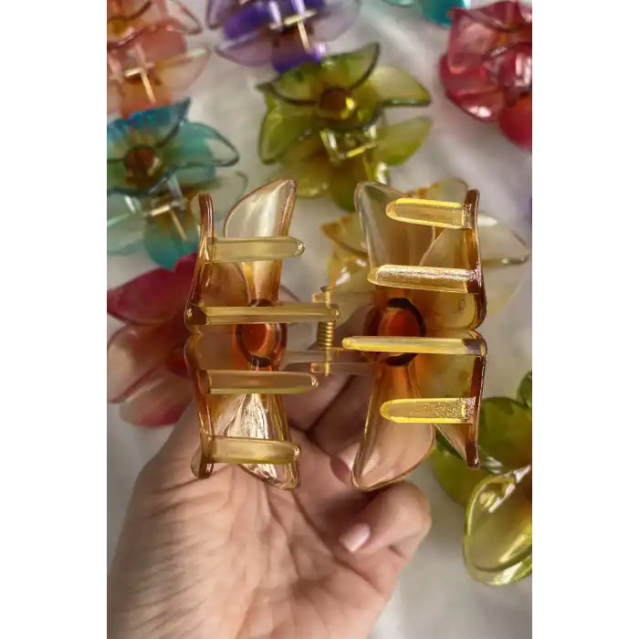 12li Karışık Renk Çiçek Figürlü Toka Set