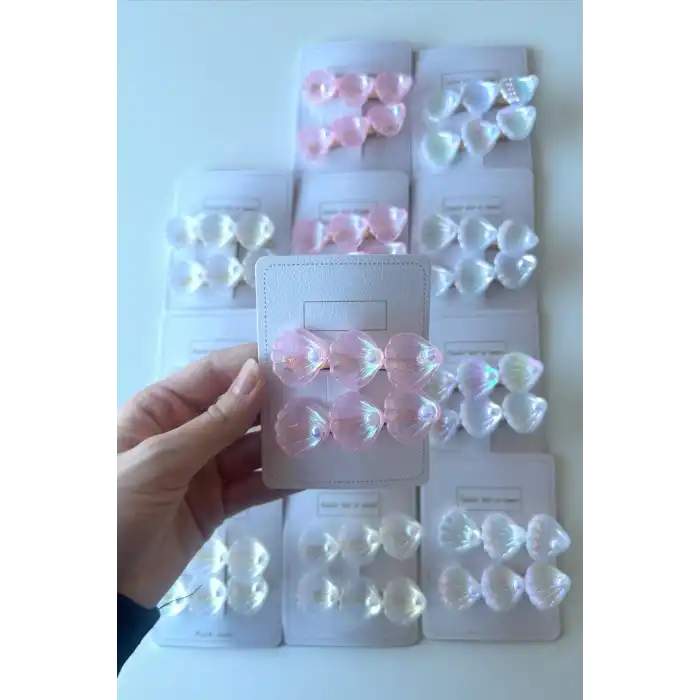 12li Karışık Renk Deniz Kabuğu Ve İnci Detaylı Yan Toka Set