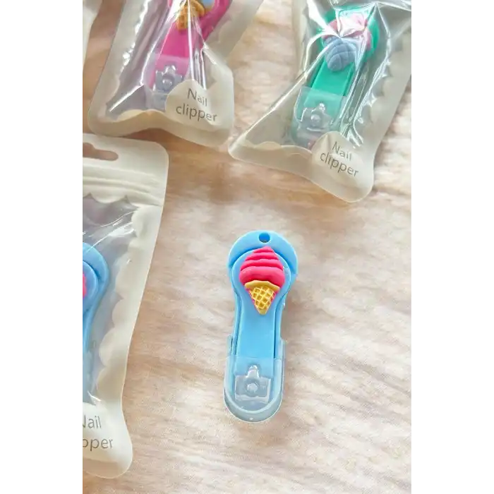12li Karışık Renk Dondurma Figürlü Tırnak Makası Set