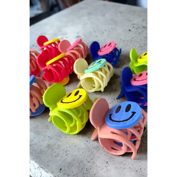 12li Karışık Renk Emoji Figürlü Mandal Toka Set