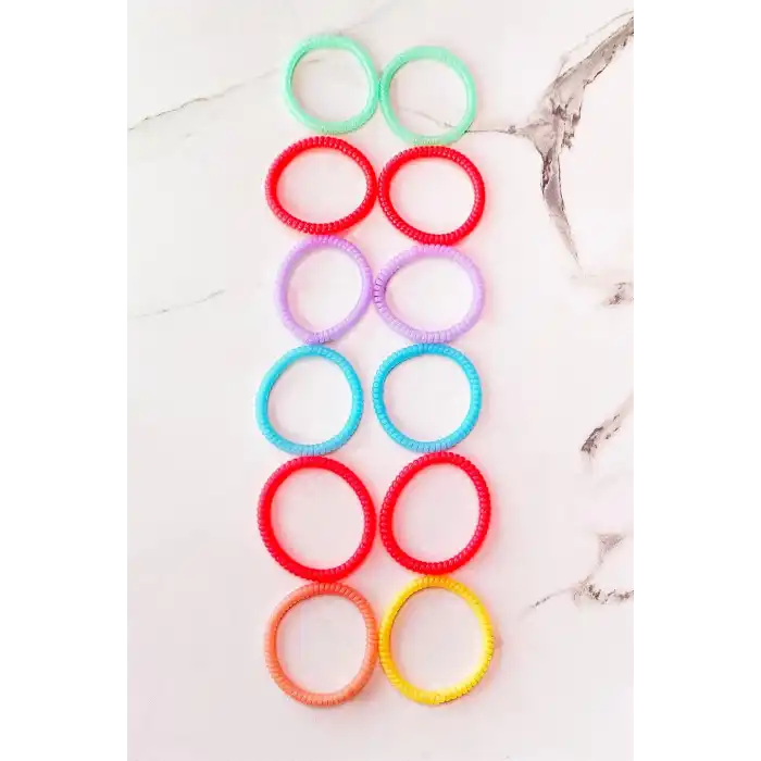 12li Karışık Renk Helezon Lastik Toka Set