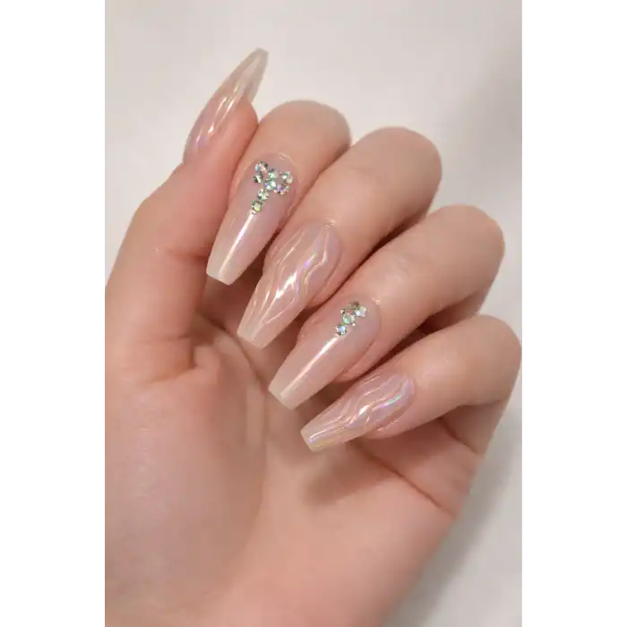 12li Karışık Renk Jel Görünümlü Takma Tırnak (Yapıştırıcılı)