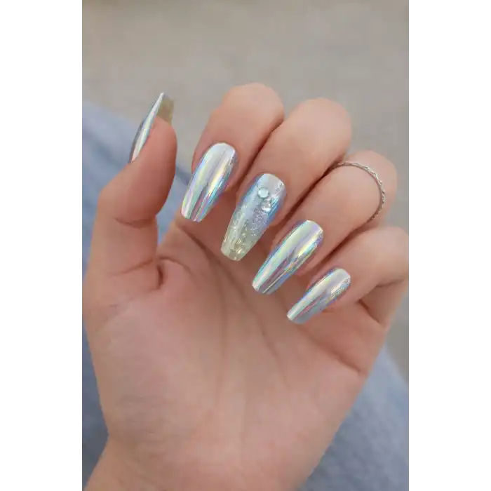 12li Karışık Renk Jel Görünümlü Takma Tırnak (Yapıştırıcılı)