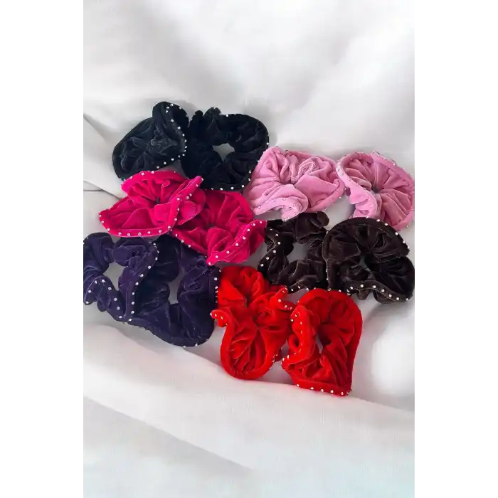 12li Karışık Renk Kadife Simit Toka Set