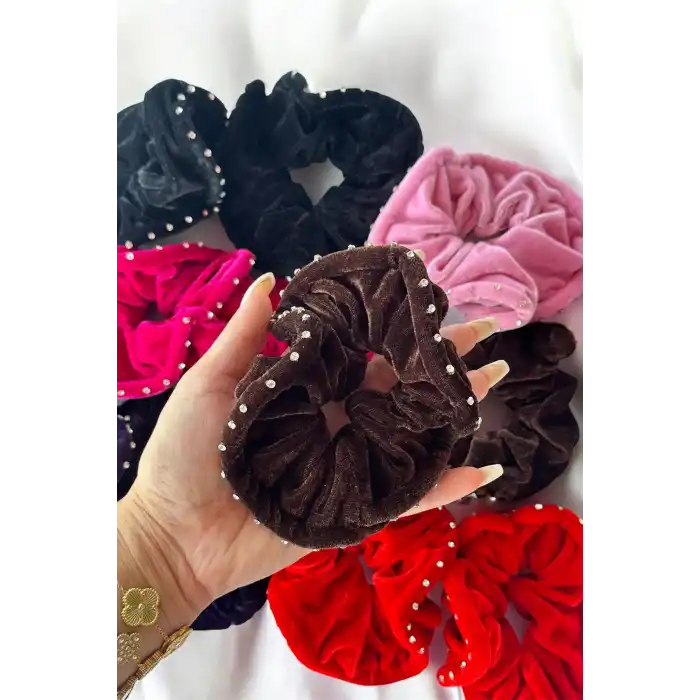 12li Karışık Renk Kadife Simit Toka Set