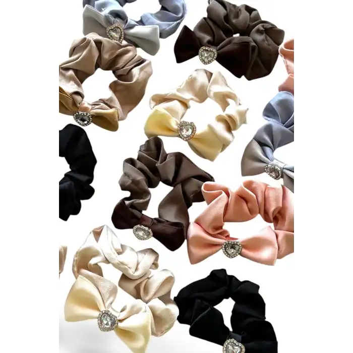 12li Karışık Renk Kalp Figürlü Taş Detaylı Simit Toka Set