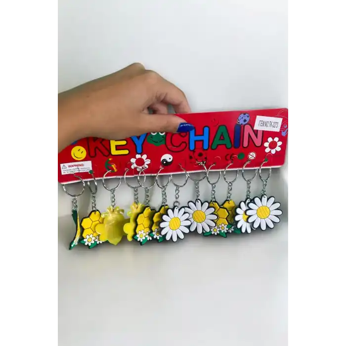 12li Karışık Renk Karışık Figürlü Anahtarlık Set