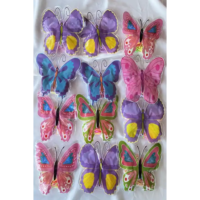 12li Karışık Renk Kelebek Figürlü Lastik Toka Set