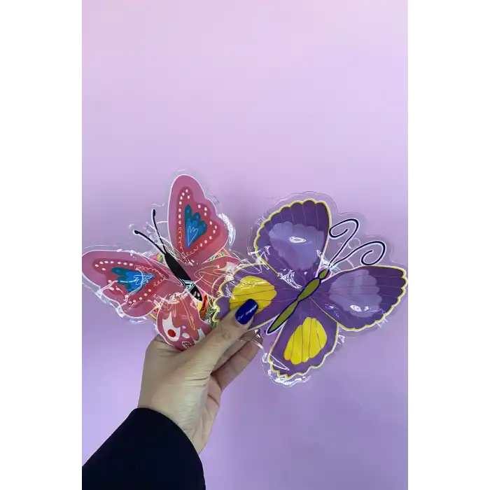 12li Karışık Renk Kelebek Figürlü Lastik Toka Set