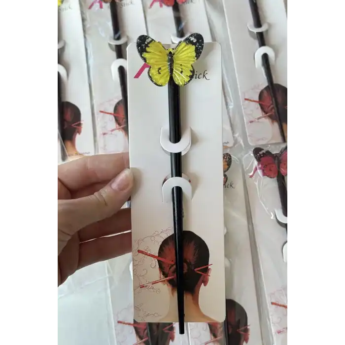 12li Karışık Renk Kelebek Figürlü Topuz Kalemi/ Tokası Set