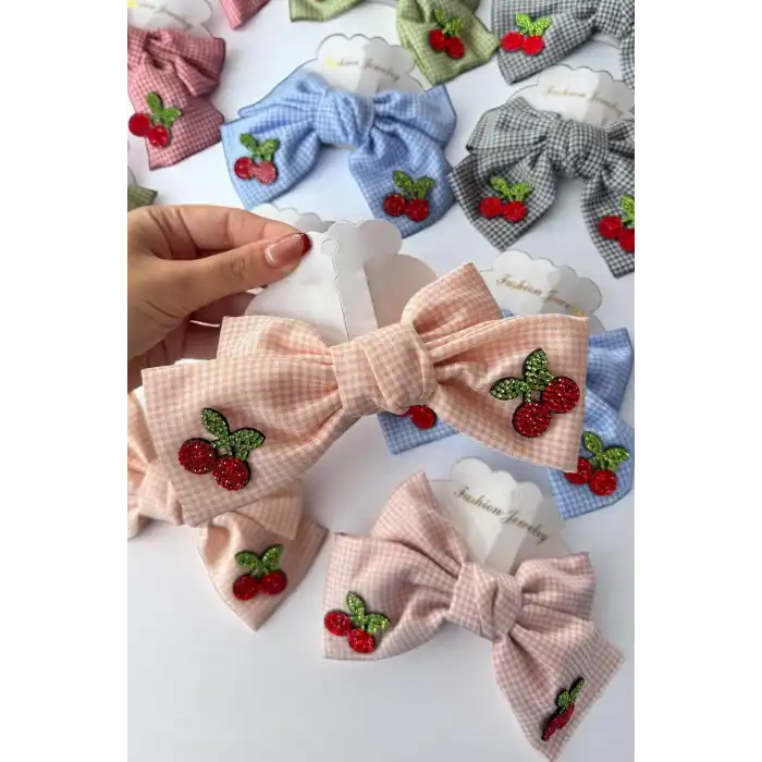 12li Karışık Renk Kiraz Figürlü Otomat Toka Set