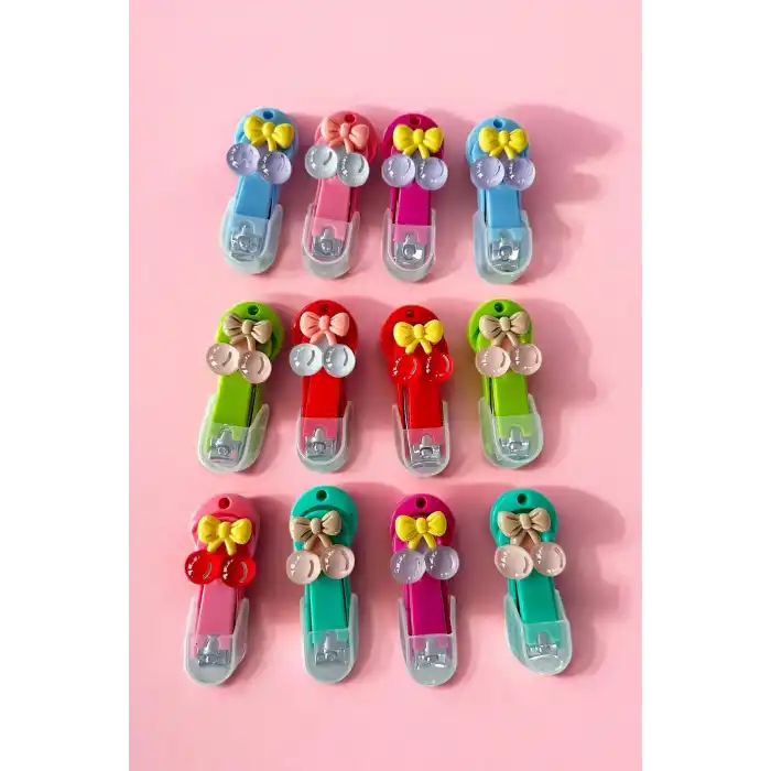 12li Karışık Renk Kiraz Figürlü Tırnak Makası Set