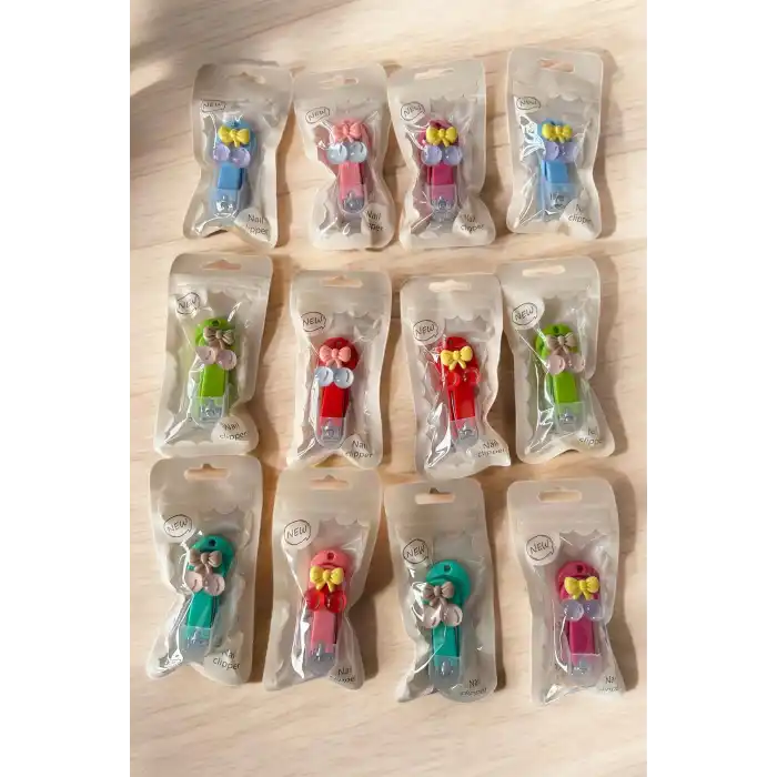 12li Karışık Renk Kiraz Figürlü Tırnak Makası Set