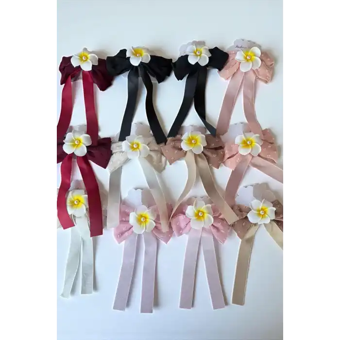 12li Karışık Renk Kurdele Figürlü Çiçek Detaylı Otomat Toka Set