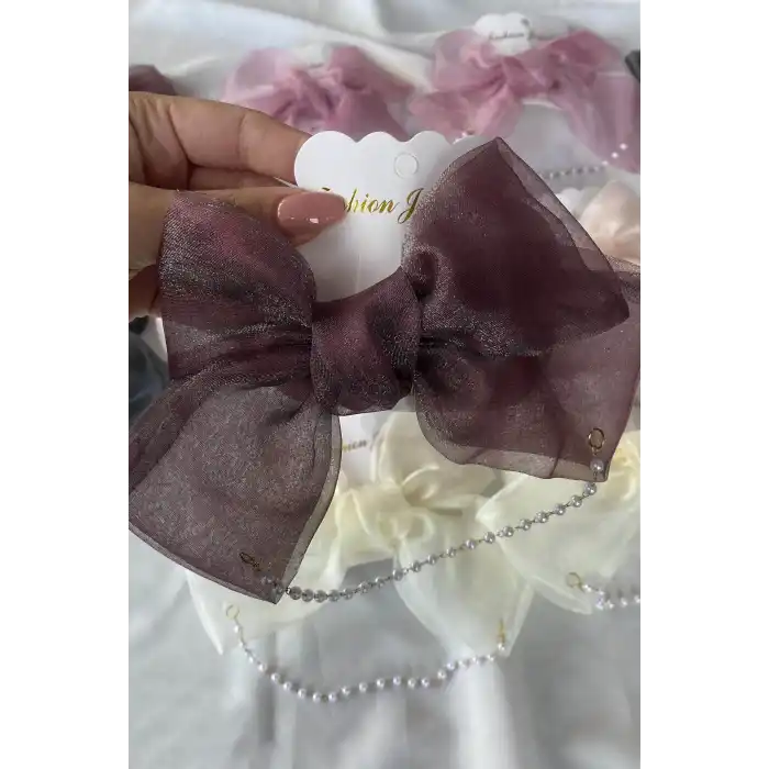 12li Karışık Renk Kurdele Figürlü İnci Detaylı Otomat Toka Set