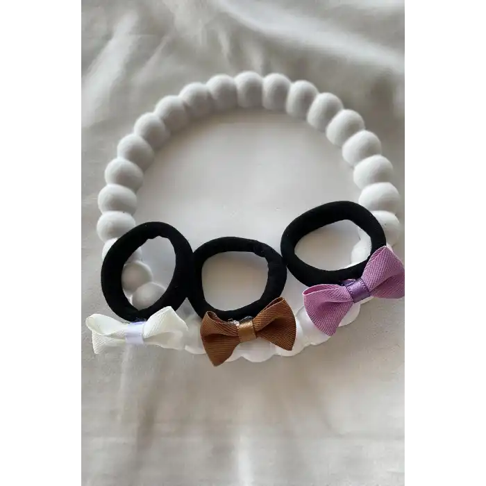 12li Karışık Renk Kurdele Figürlü Lastik Toka Set