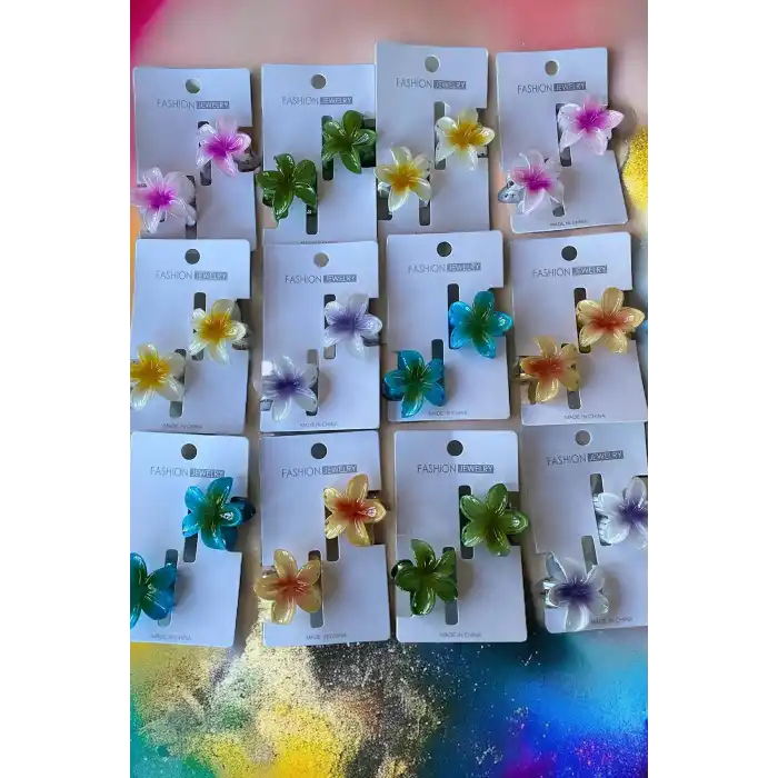 12`li  Karışık Renk Lotus Toka Set