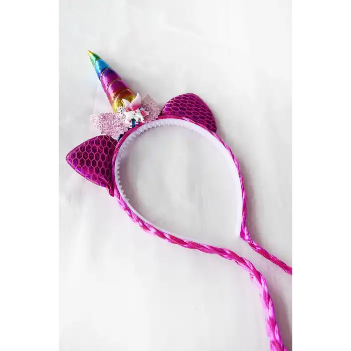 12li Karışık Renk Örgü Detaylı Unicorn Taç