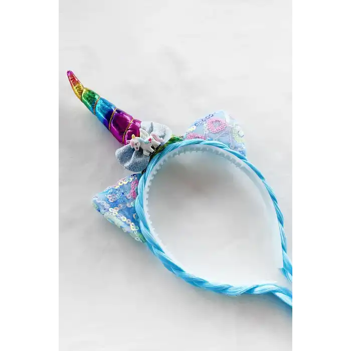 12li Karışık Renk Örgü Detaylı Unicorn Taç