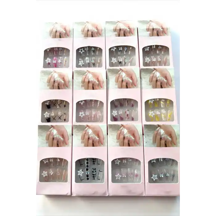 12li Karışık Renk Takma Tırnak Set