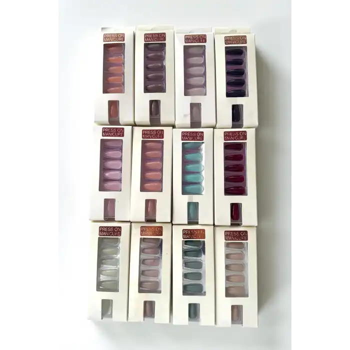 12li Karışık Renk Takma Tırnak Set