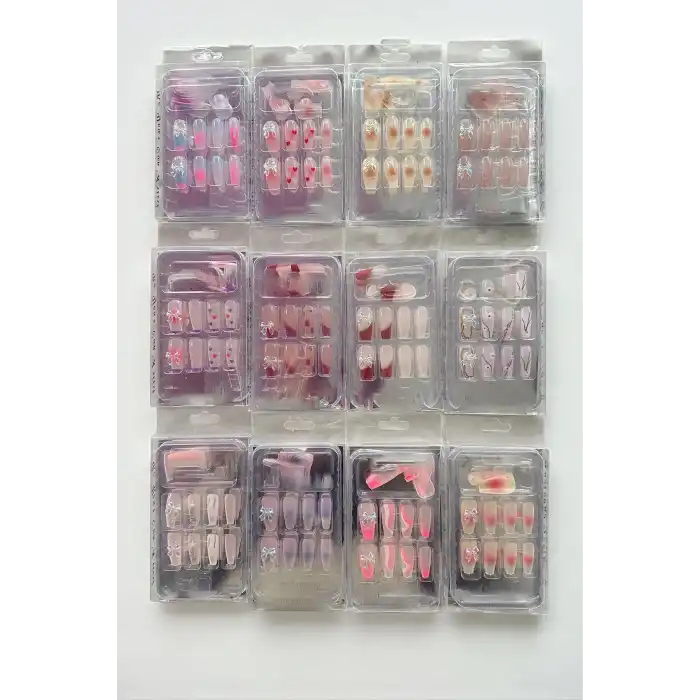 12li Karışık Renk Takma Tırnak Set