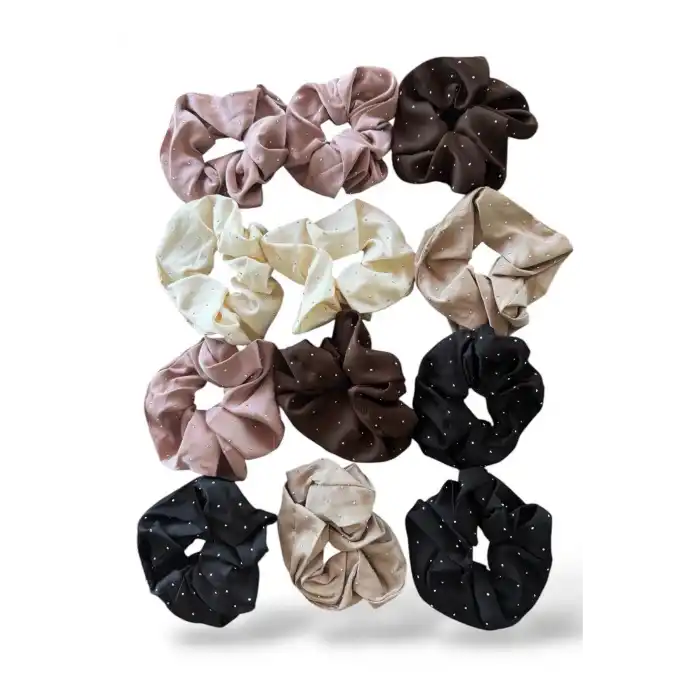 12li Karışık Renk Taş Detaylı Saten Simit Toka Set