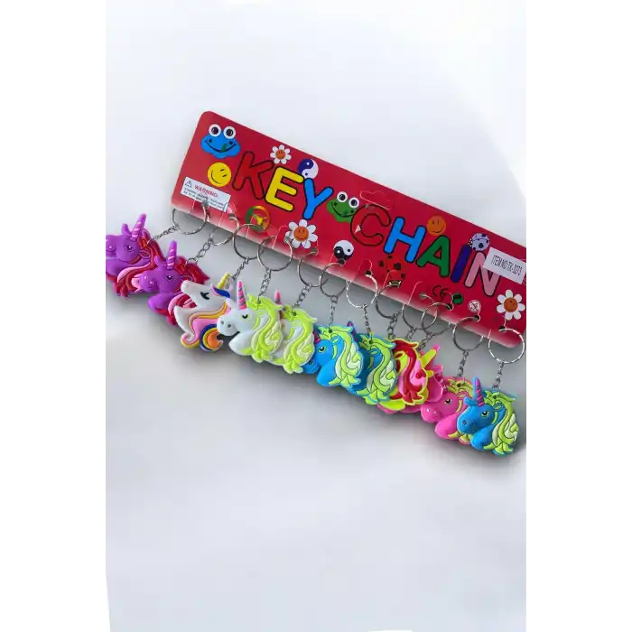 12li Karışık Renk Unicorn Figürlü Anahtarlık Set