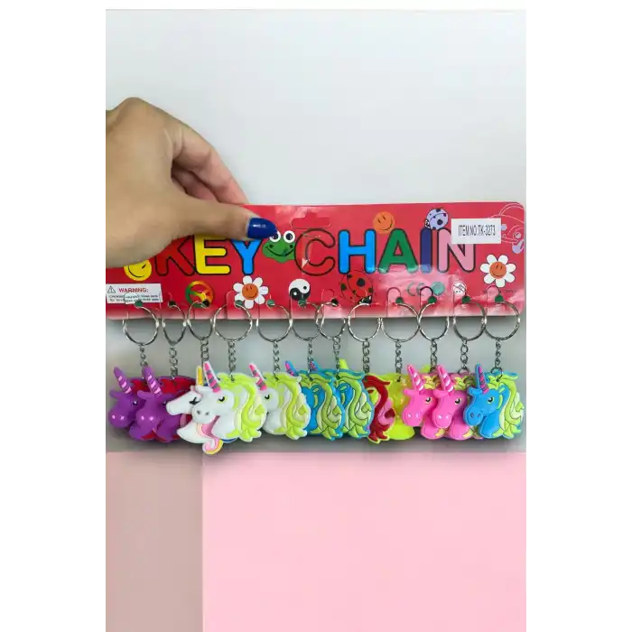12li Karışık Renk Unicorn Figürlü Anahtarlık Set