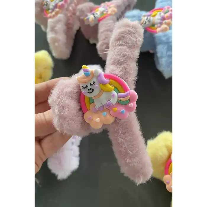 12li Karışık Renk Unicorn Figürlü Peluş Toka Set