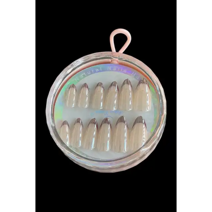 12li Krem Ve Bordo Renk Jel Görünümlü Takma Tırnak (Yapıştırıcılı)