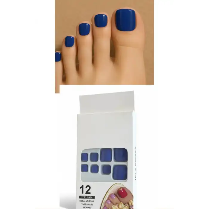 12li Lacivert Renk Takma Tırnak Set (Yapıştırıcılı)