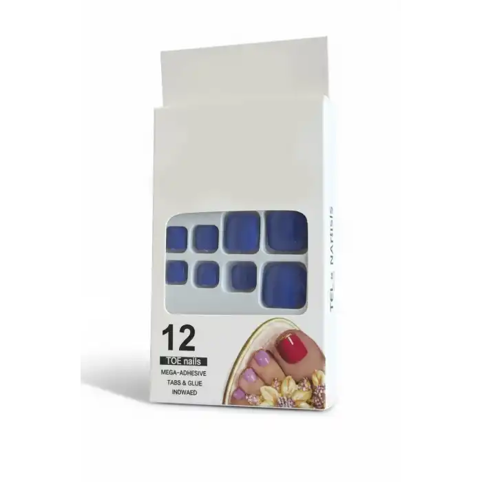 12li Lacivert Renk Takma Tırnak Set (Yapıştırıcılı)