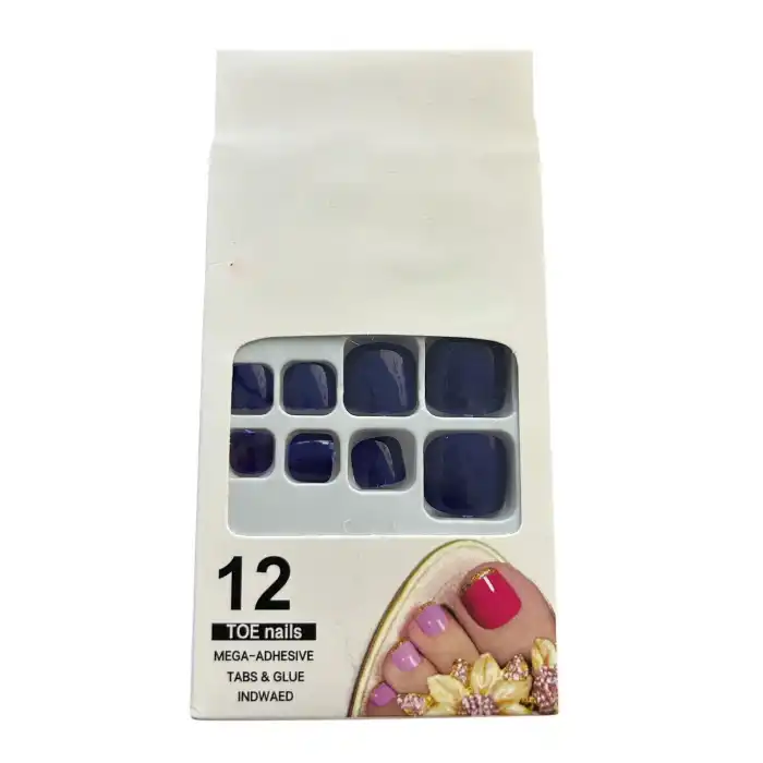 12li Lacivert Renk Takma Tırnak Set (Yapıştırıcılı)