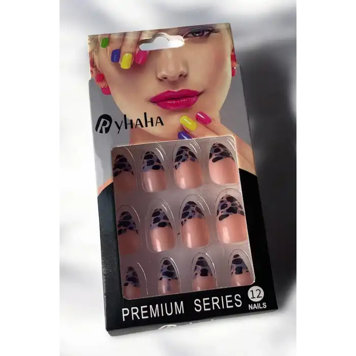 12li Leopar Figürlü Takma Tırnak Set
