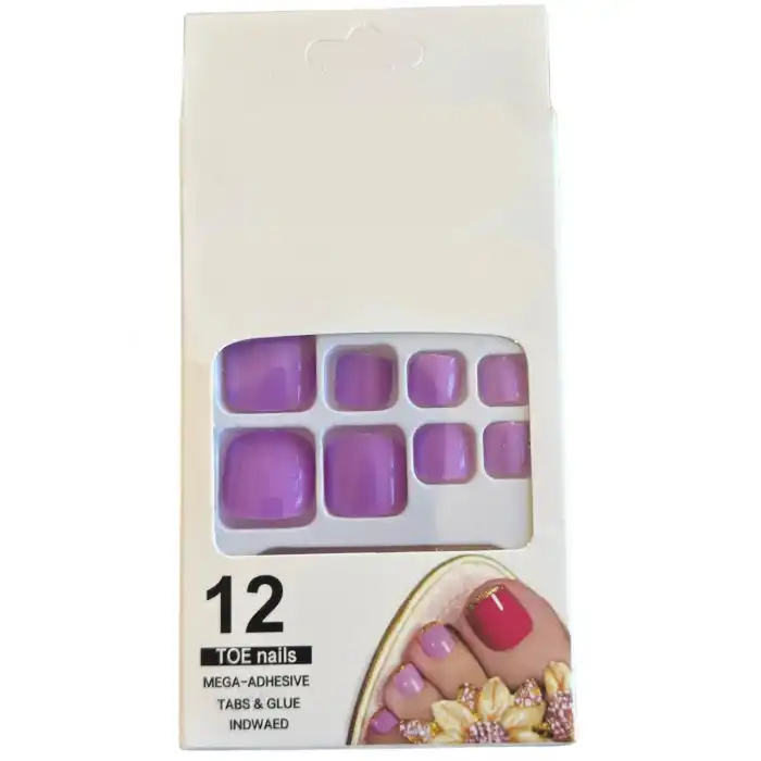 12li Lila Renk Takma Tırnak Set (Yapıştırıcılı)