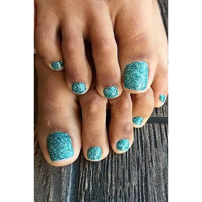 12li Mavi Renk Sim Detaylı Ayak Takma Tırnak Seti