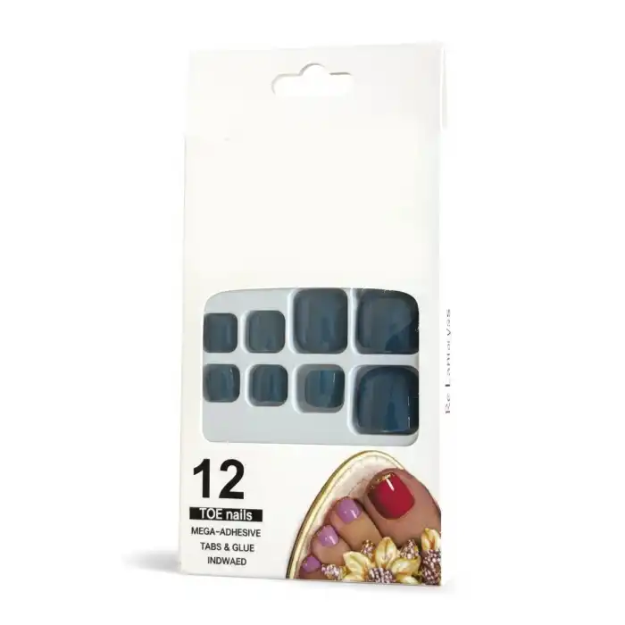 12li Mavi Renk Takma Tırnak Set (Yapıştırıcılı)